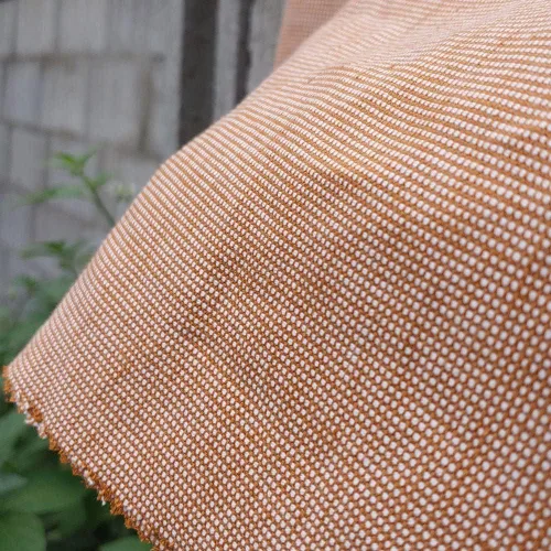 Vista 4 de Tela de lino de algodón con puntos Dobby naranja Material versátil para costura, manualidades y decoración del hogar