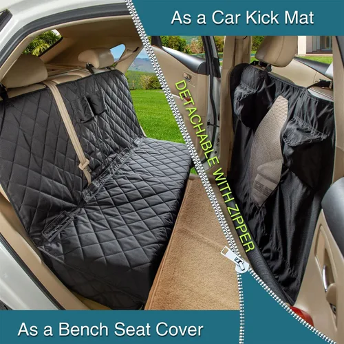 Vista 2 de Funda de asiento de automóvil para perros, cubierta de banco trasero con ventana de malla, combinación de hamaca, desmontable, adecuada