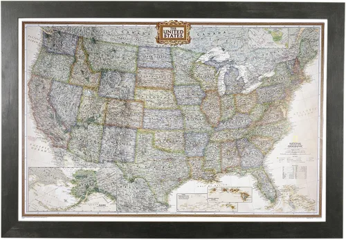 Vista 30 de Póster de lienzo enrollado personalizado con mapa de EE.UU. como arte de pared con chinchetas – Mapa ejecutivo grande de 24" x 36" de EE.UU.