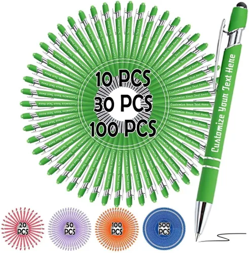Vista 12 de Bolígrafos personalizados, bolígrafo grabado personalizado con punta de lápiz capacitivo, bolígrafo de tinta retráctil personalizado para escritura