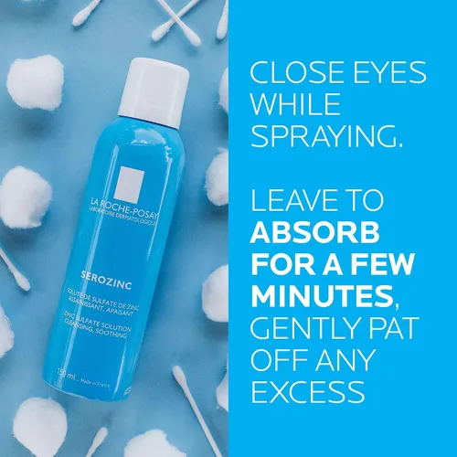 Vista 4 de La Roche-Posay Serozinc - Tónico facial para piel grasa con zinc, spray facial matificante y tóner de piel propensa al acné para reducir el brillo