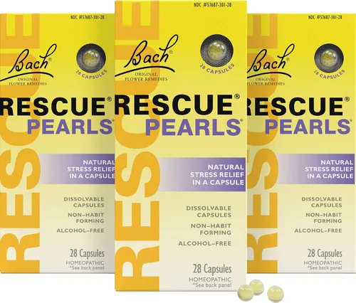 Vista 7 de Bach RESCUE PEARLS, sabor a vainilla naranja natural, alivio del estrés natural, esencia floral homeopática, disolución rápida, sin gluten ni