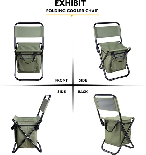 Vista 4 de LEADALLWAY Silla de pesca con bolsa más fresca y bolsa de caña de pescar