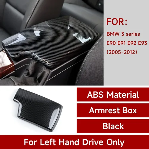 Vista 2 de Para BMW Serie 3 E90 E91 E92 E93 2005-2012 Accesorios Cubierta de reposabrazos de coche Tapa Trim ABS Fibra de Carbono Color Consola Centro Caja