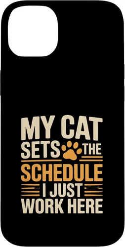 Vista 14 de My Cat Sets The Schedule Cat Humor Case for iPhone 17
