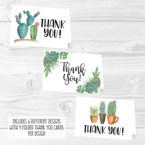 Vista 5 de Hadley Designs 24 tarjetas de agradecimiento de cactus, sobres a granel, tarjetas de agradecimiento de inauguración de la casa, tarjetas
