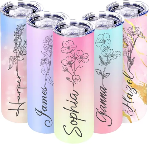 Vista 11 de Personalized 18oz Kids Water Bottle with Engraved Name Text Back to School Custom Stainless Steel Insulated Water Bottle for School, Personalized
