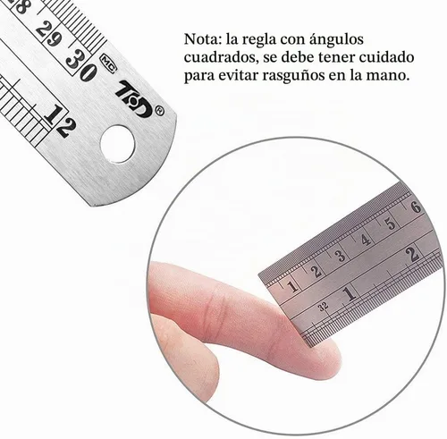 Vista 4 de ZZTX Regla de metal de 12 pulgadas, acero inoxidable, paquete de 1