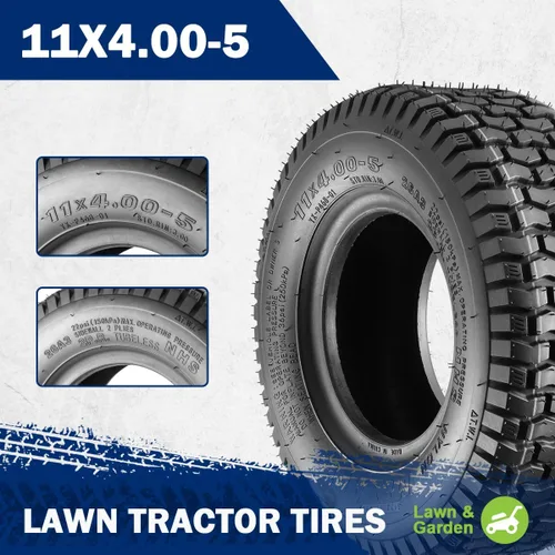 Vista 2 de MaxAuto 2 neumáticos de césped de 11 x 4 x 5 11 x 4.00-5 para césped y jardín, podadora de carrito de golf, P512 LRA 11X4-5 Front Mower Tires