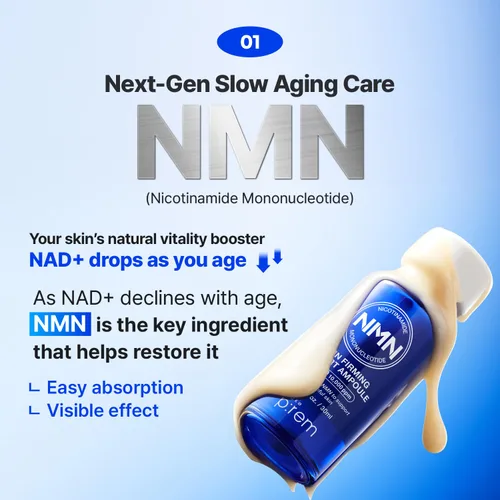 Vista 3 de MAKE P:REM NMN NAD+ Suero de ampolla reafirmante experto, suero facial reafirmante y suavizante intensivo con péptidos y resveratrol para una