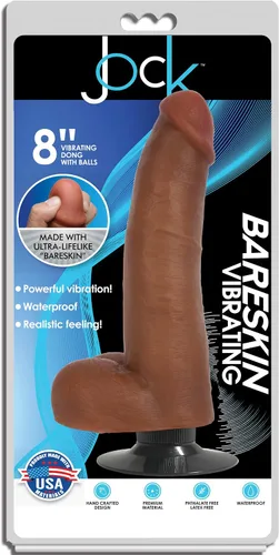 Vista 3 de Jock Dark Bareskin Consolador Vibrador con Bolas - 8 Pulgadas