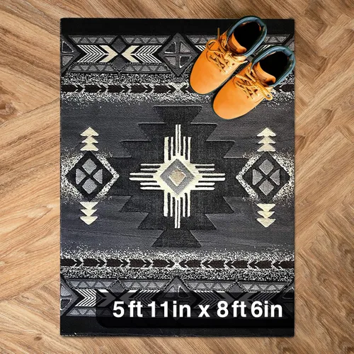 Vista 71 de YHSF South West - alfombra estilo nativo americano del suroeste C318 - fácil de limpiar, gruesa, suave, duradera, alfombra inspirada en tribus