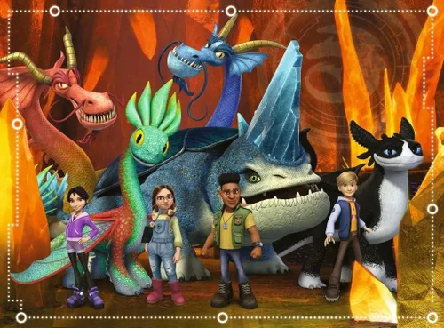 Vista 2 de Ravensburger 13379 Rompecabezas infantil - Dragones: Los 9 mundos - 100 piezas XXL Dragons Puzzle para niños