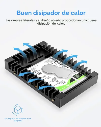 Vista 8 de ORICO 2.5 SSD SATA a 3.5 Adaptador de disco duro para bahía interna convertidora de montaje de soporte para bandeja de 7 / 9.5 / 12.5mm 2.5 pulgadas