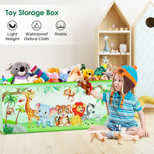 Vista 5 de Cofre de Juguetes Grande Organizador con Tapa Abatible para Niños, Caja de Almacenamiento de Juguetes Oxford Plegable con Asas para Niños y Niñas