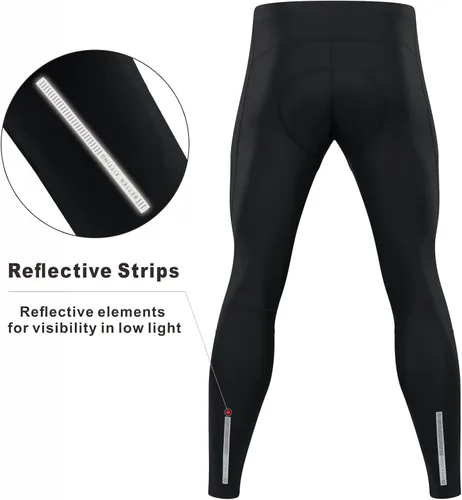 Vista 2 de Przewalski Pantalones de ciclismo para hombre con acolchado 4D, mallas largas para ciclismo