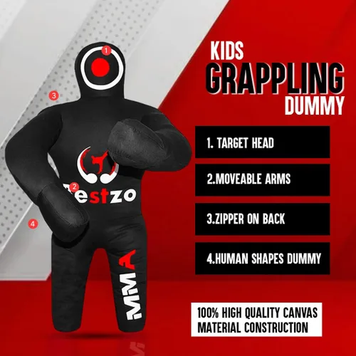 Vista 3 de MMA Grappling Dummy- Saco de boxeo para niños lucha libre BJJ Judo Karate Lanzamiento Autodefensa Boxeo Jiu Jitsu brasileño Dummies - Sin relleno