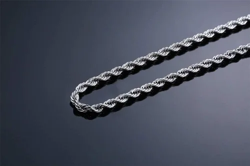 Vista 3 de VNOX Collar de cadena de cuerda francesa de acero inoxidable para hombres y mujeres, 16182022242826282830323436 pulgadas