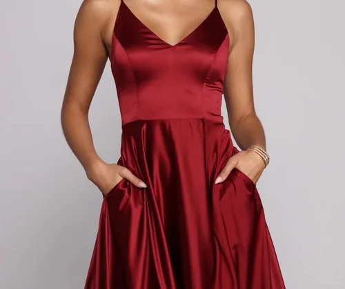 Vista 3 de Vestidos largos de satén para mujer con tirantes delgados formales vestidos de fiesta de noche con abertura