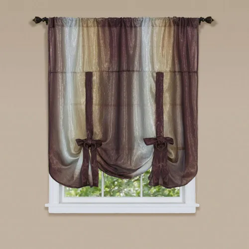 Vista 4 de Designer Home - Cortinas degradadas para ventana, modernos paneles semitransparentes para ventana, tratamiento de ventana para sala de estar, Marrón
