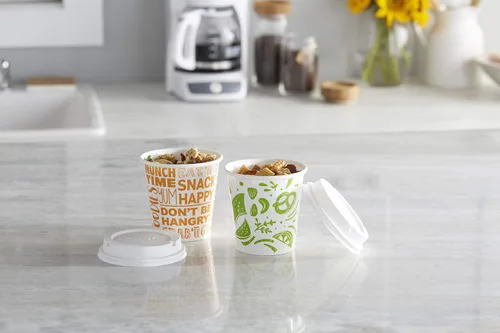 Vista 3 de Dixie To Go Snack Cups con tapas, tamaño de viaje de 10 onzas, 24 vasos de papel desechables