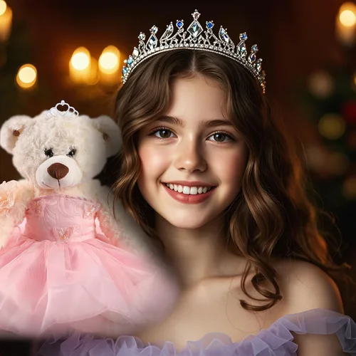 Vista 5 de Muñeca Quinceañera de Oso de Peluche Cisina con Vestido, Decoraciones de Quinceañera para Regalos para Niñas, Oso de Peluche para 15 Años