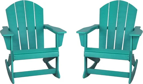 Vista 86 de WestinTrends Silla mecedora Malibu de poliéster para exterior/patio Adirondack, Negra