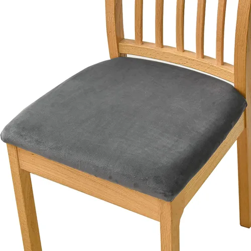 Vista 17 de Fundas elásticas de terciopelo para asiento de silla de comedor, 2 piezas, fundas protectoras de asiento suaves para sillas de comedor, fundas Negro