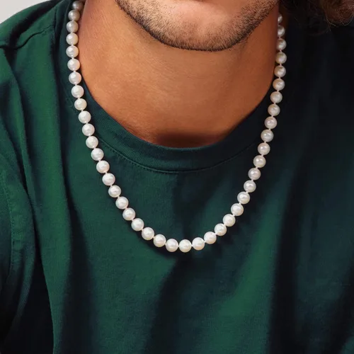 Vista 5 de HUWODY Pearl Necklace Round White Simulated Shell Pearl Necklace Strand 16"-24