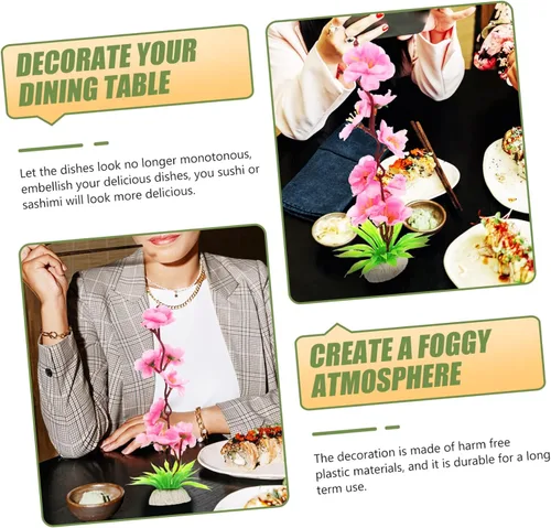 Vista 4 de 5 sets Exquisito plato de flores japonesas para sushi decorativo frío plato flor adorno flor falsa decoración 2 piezas x 5