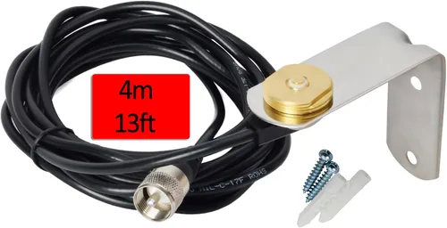 Vista 5 de HYS Pretuned GMRS UHF Antena de radio amateur con montaje NMO NMO Bracket L Shape Fender Trunk/Hole Mount Kit, W/ Low Profile RG-58 13ft Cable