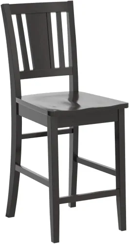 Vista 4 de East West Furniture Buckland Taburetes de madera para mostrador, color negro (juego de 2) Asiento de madera maciza, juego de 2