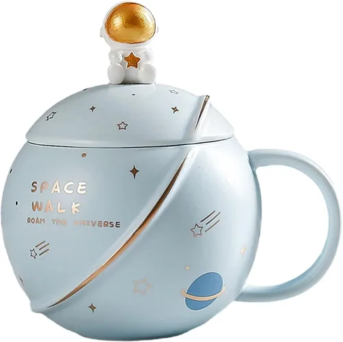 Vista 15 de Taza de globo de aire caliente con tapa, cuchara para niños, taza de leche de dibujos animados, taza 3D, taza de café de cerámica, taza de té