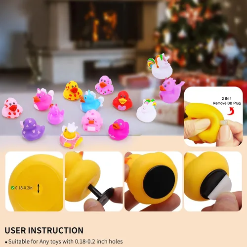 Vista 5 de Patos de goma para niñas, paquete de 12 patos de goma rosa a granel, patos para patos de unicornio, juguetes de baño para bebés, regalos de fiesta