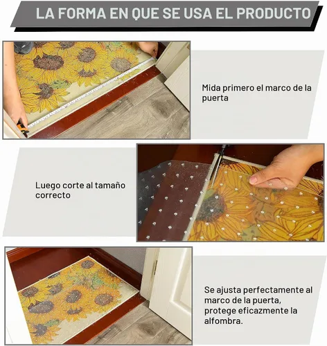 Vista 4 de Protector de alfombra resistente para puerta, plástico resistente que evita que gatos y perros rayen tu alfombra y alfombras en las puertas