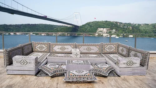 Vista 2 de arabicsofa 8 Inch Thick Turkish Seating Cushions – Low Floor Seating Set with Backrest Pillows, Arabic Jalsa Sofa Set with Cushions