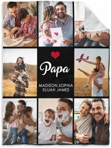 Vista 49 de InterestPrint Manta personalizada para papá de parte de hija e hijo, manta de cama personalizada con el texto "Best Dad Ever" con Love You Daddy, 7