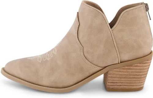 Vista 2 de CUSHIONAIRE Rodeo Western - Botines para mujer + espuma viscoelástica, anchos disponibles, Beige Bronceado