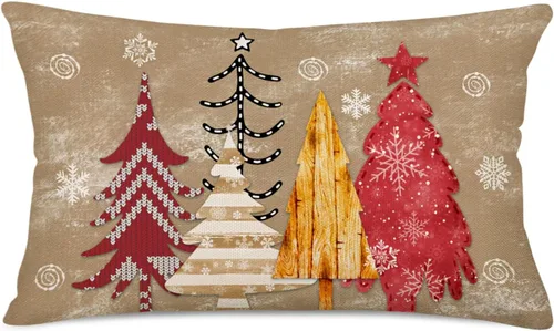 Vista 19 de Holly Jolly - Fundas de almohada navideñas de copos de nieve azul claro, decoración de casa de campo, funda de almohada de 12 x 20 pulgadas, fundas