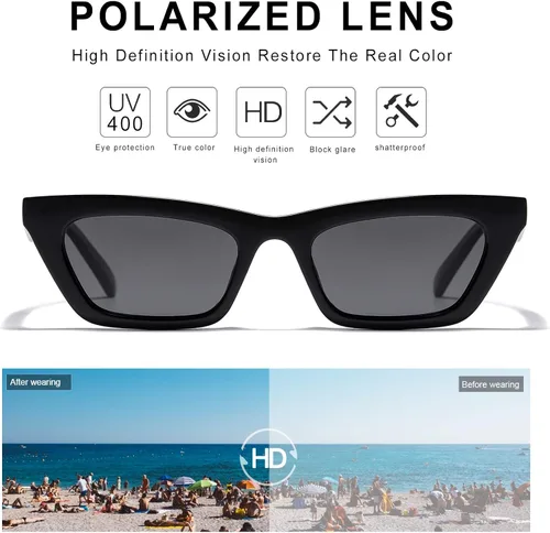 Vista 3 de VANLINKER Pequeños lentes de sol de ojo de gato para mujer estilo retro diminuto cuadrado sombra VL9555