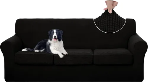 Vista 50 de U-NICE HOME Funda elástica para sofá de 3 piezas, funda de sofá lavable con cojín de asiento individual para sofá de 2 cojines, apta para mascotas
