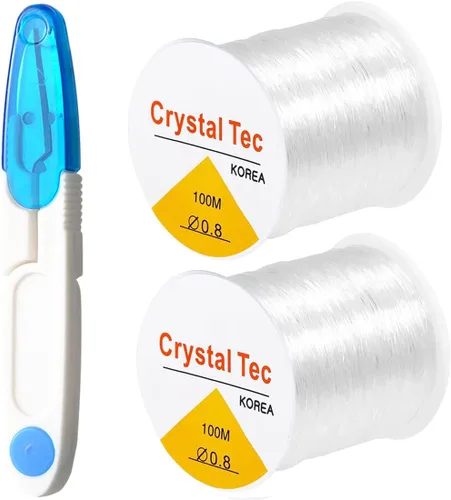 Vista 9 de Cuerda elástica de 0.020 in, cuerda elástica transparente para hacer pulseras, 131 yardas de hilo elástico transparente para cuentas de semillas
