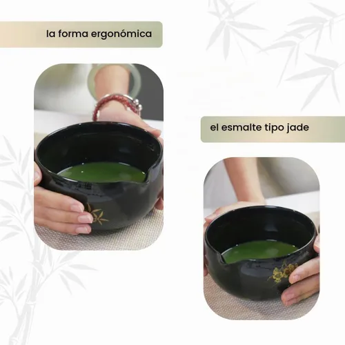 Vista 7 de Juego de batidor de matcha, 8 piezas de oro con flor de ciruelo