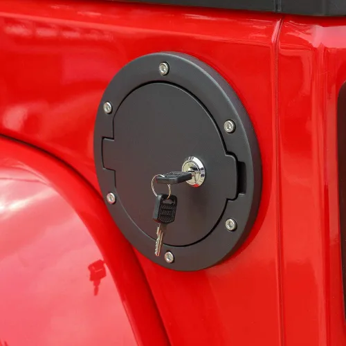 Vista 2 de Cubierta de Puerta de Combustible JeCar Tapa de Gasolina con Candado para Jeep Wrangler JK y Unlimited 2007-2018