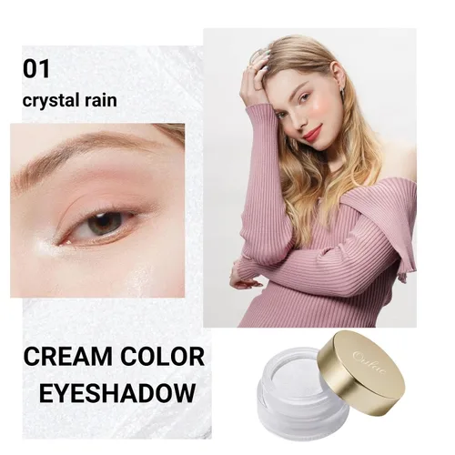 Vista 2 de Oulac Sombra de ojos en crema blanca brillante Iluminador a prueba de agua y sombra de ojos con purpurina de larga duración, color natural