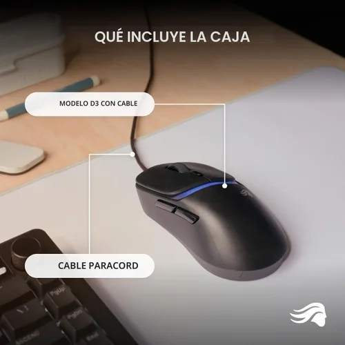 Vista 7 de GLORIOUS Gaming Model D3 ratón con cable para juegos - Peso ultraligero de 57g, interruptores ópticos de 130M de clic, sensor BAMF 3.0 de 30K DPI