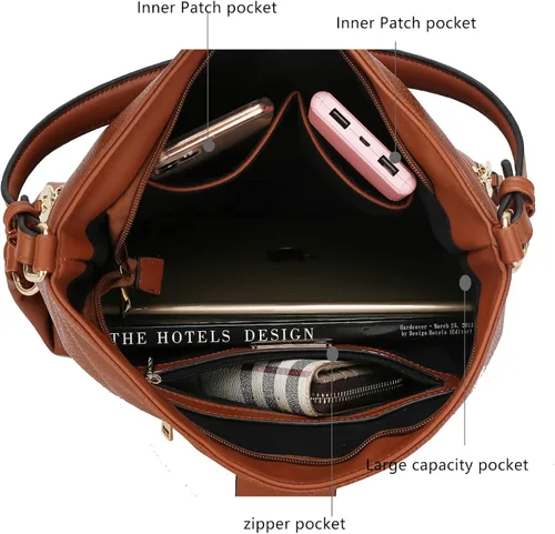 Vista 5 de MKF Collection Bolsos de hombro para mujer bolso cruzado bolso de mensajero lateral Hobo y cartera Wrislet a juego L