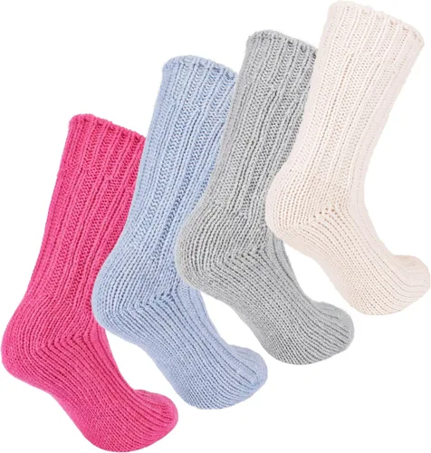 Vista 5 de Calcetines gruesos de invierno de alpaca para hombres o mujeres, 100% alpaca, 4 pares