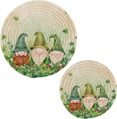 Vista 13 de Naanle Juego de salvamanteles de algodón tejido de conchas de playa de verano, 2 posavasos redondos para cocinar, hornear, platos calientes, sartén