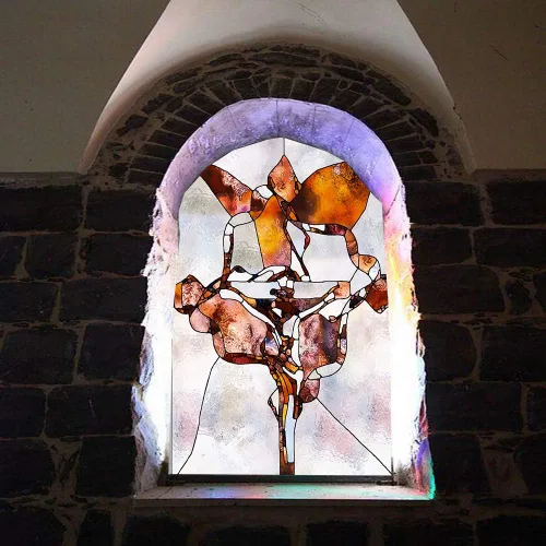 Vista 2 de Película de privacidad para ventana de iglesia de Jesús, vidrieras esmeriladas, calcomanías decorativas para ventanas, bloqueo UV, control de calor
